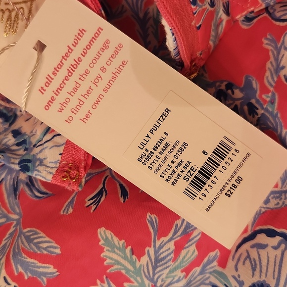 Lilly Pulitzer Ginge Shift Romper in Roxie Pink/Wave N Sea NWT Size 6 - Picture 10 of 16